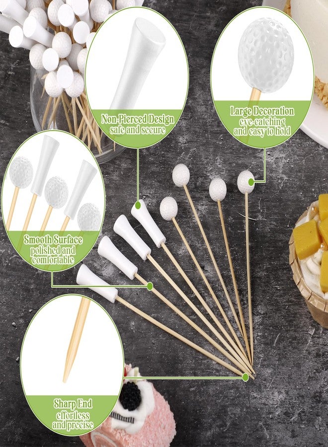 Aodaer 200 Pieces Golf Tee Cocktail Picks 4.72 Inch Golf Ball Toothpicks Disposable Bamboo Skewers Sports Themed Fruit Picks Decorative Toothpicks for Appetizers Sports Players Party Supplies Events - Image 3